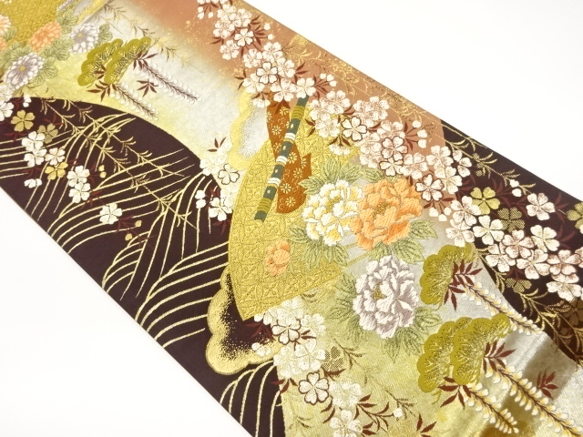 JAPANESE FUKURO OBI / WOVEN WEEPING SAKURA & PINE